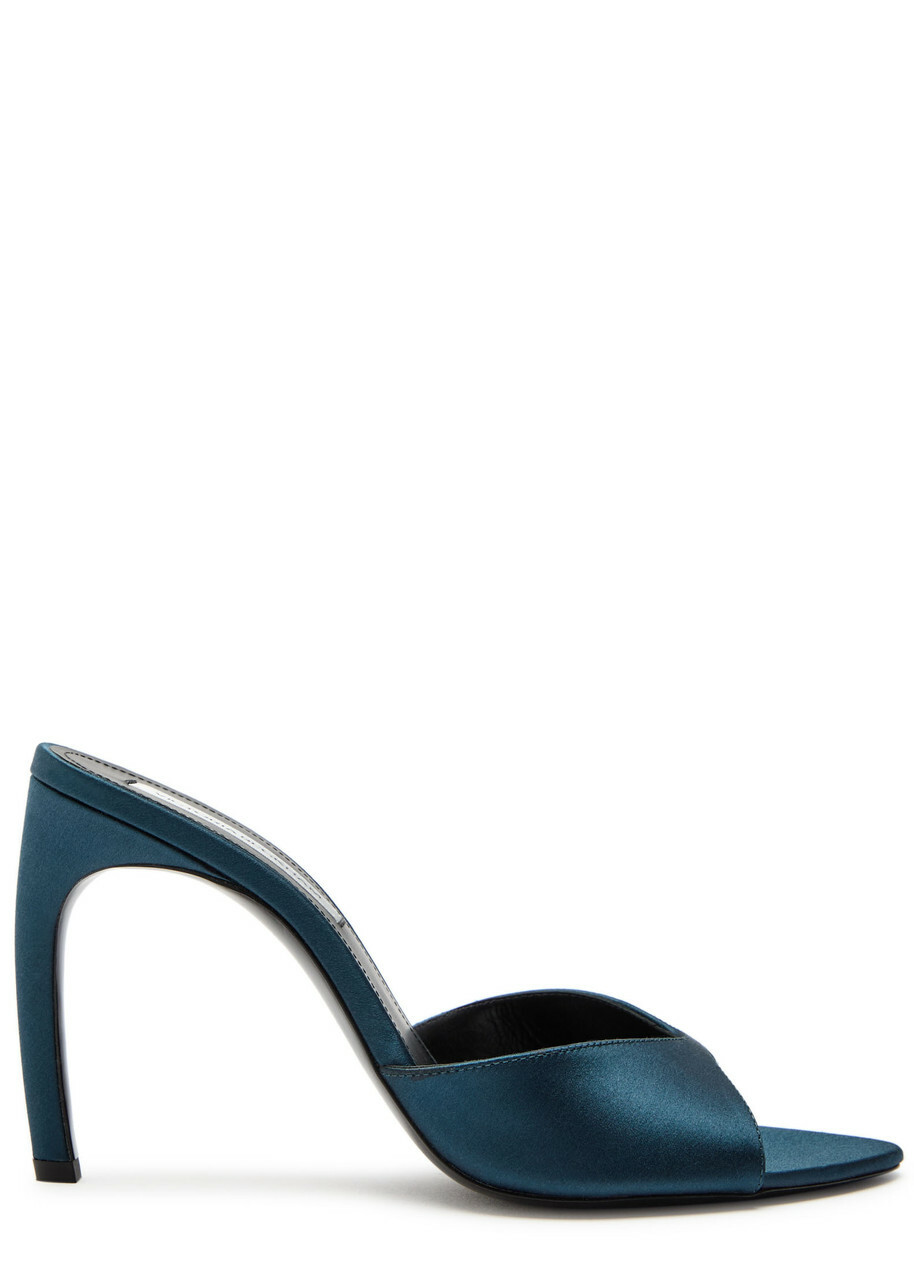 Victoria Beckham Harlow 100 Pointed Satin Mules Teal