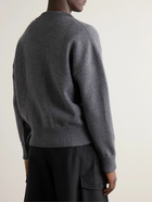 AMI PARIS - Logo-Intarsia Wool Cardigan - Gray