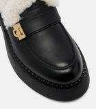 Ferragamo Caminia shearling-trimmed leather loafers