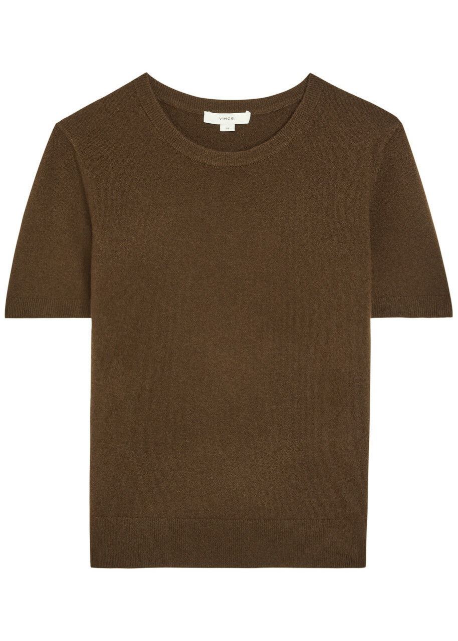 Vince Relaxed Fine-knit Wool-blend top Brown