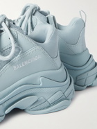 Balenciaga - Triple S Mesh and Faux Leather Sneakers - Blue