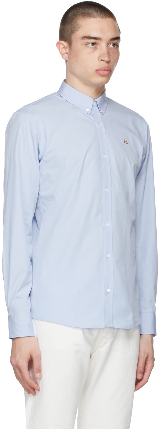 Maison Kitsuné Blue Fox Head Embroidery Classic Shirt Maison Kitsune