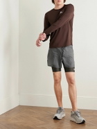 DISTRICT VISION - Straight-Leg Layered Logo-Print Shell and Stretch-Recycled Jersey Drawstring Shorts - Gray