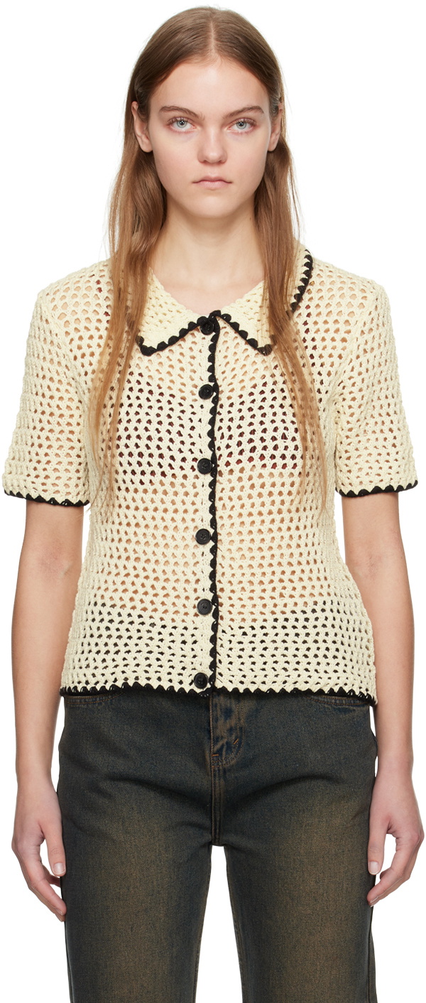 WYNN HAMLYN Off-White Spread Collar Shirt
