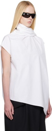 Carven White Scarf Blouse