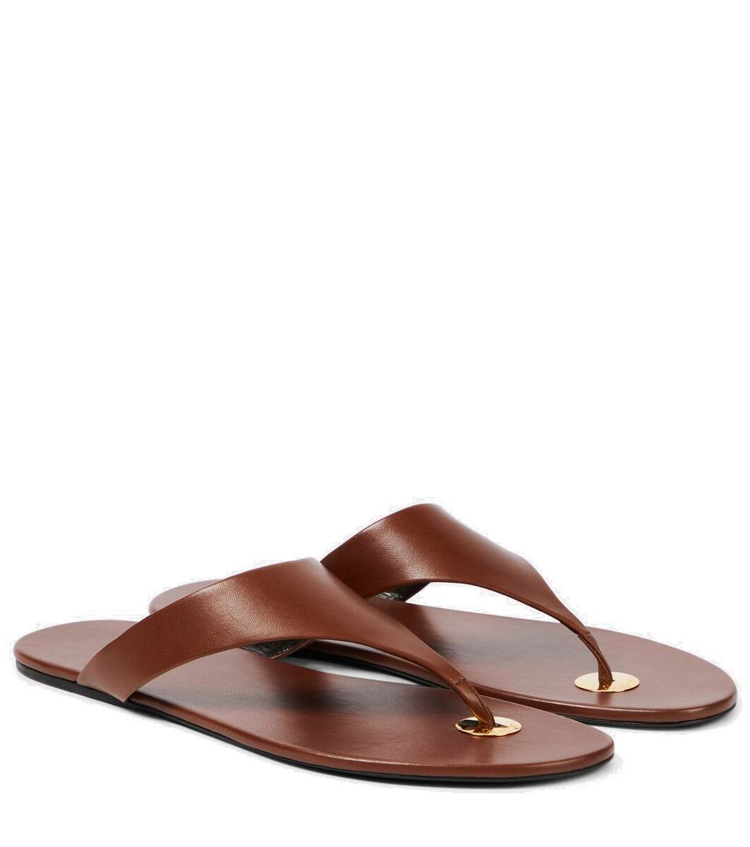Saint Laurent Brown Calf Leather Bos Taurus Flip-Flop Sandals