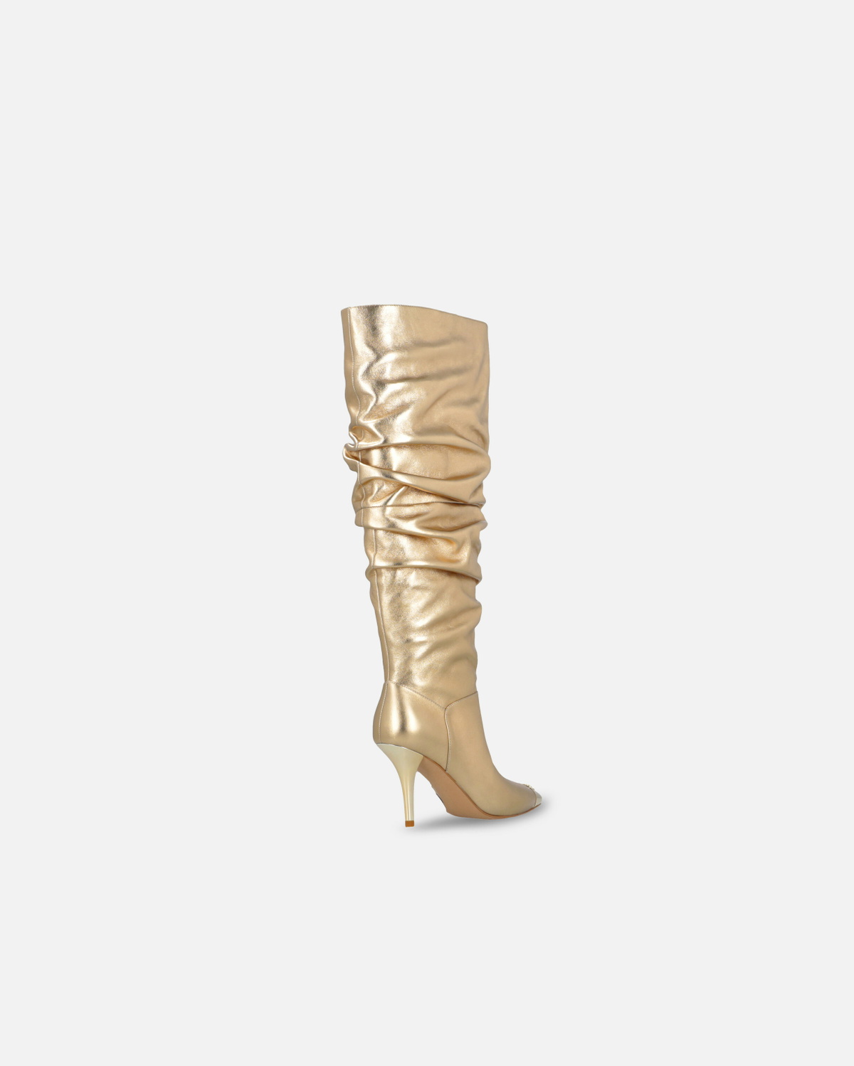 Pinko Heeled High Boots In Golden Nappa Leather Light Gold