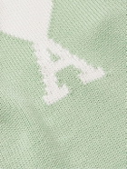 AMI PARIS - Logo-Intarsia Organic Cotton and Wool-Blend Sweater - Green