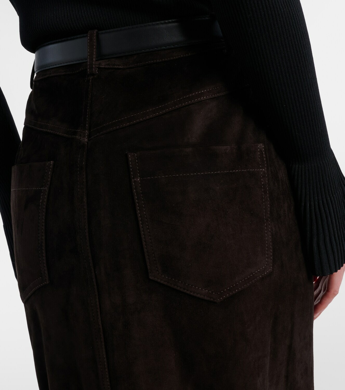 Self-Portrait Suede midi skirt