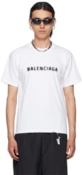 Balenciaga White Blurry Logo Small Fit T-Shirt