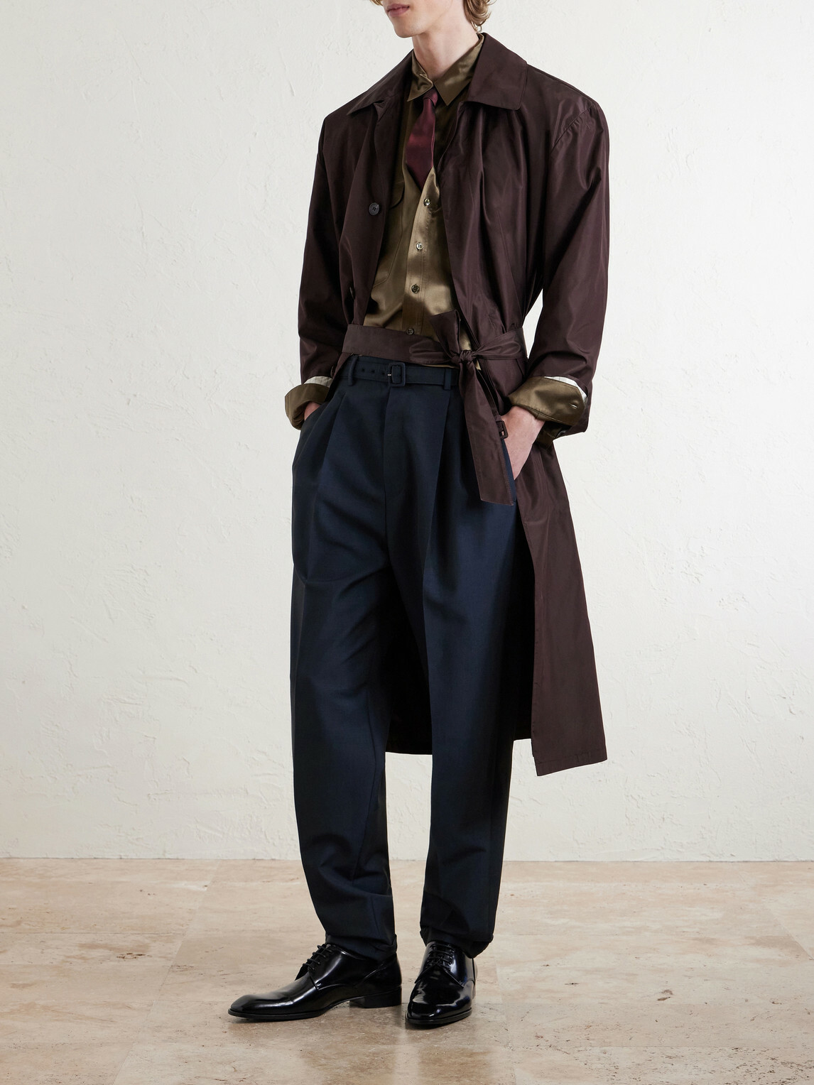 SAINT LAURENT - Tapered Pleated Wool and Mohair-Blend Trousers - Blue