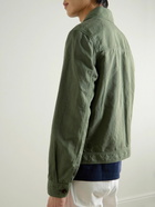 Mr P. - Camp-Collar Garment-Dyed Cotton and Linen-Blend Jacket - Green