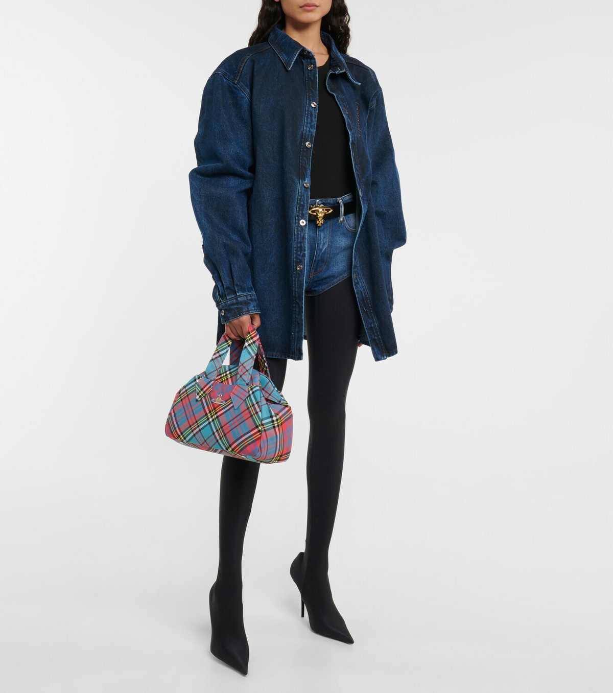 [Vivienne Westwood] ミディアム Yasmine トートバッグ Vivienne Westwood Women's Medium Yasmine Tote Bag - Light Blue