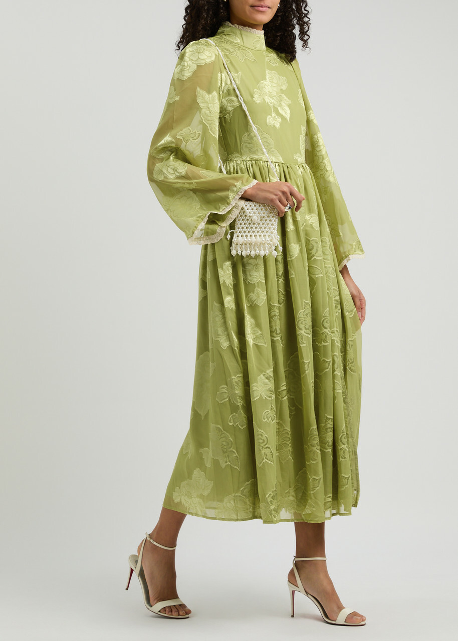 Sister Jane Emile Floral-jacquard Chiffon Midi Dress Light