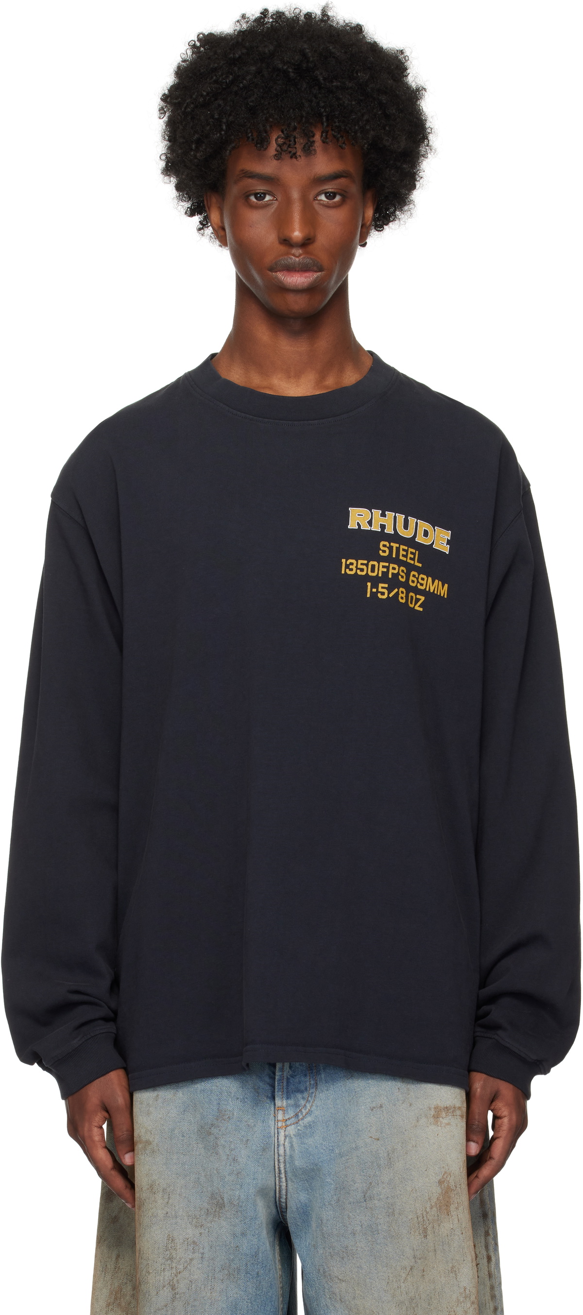 【関税込み】Rhude ブラック Rhude Steel Ls Tシャツ Black 'Rhude Steel' Ls T-shirt by Rhude on Sale