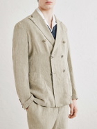 Barena - Siroco Marte Double-Breasted Linen Suit Jacket - Green
