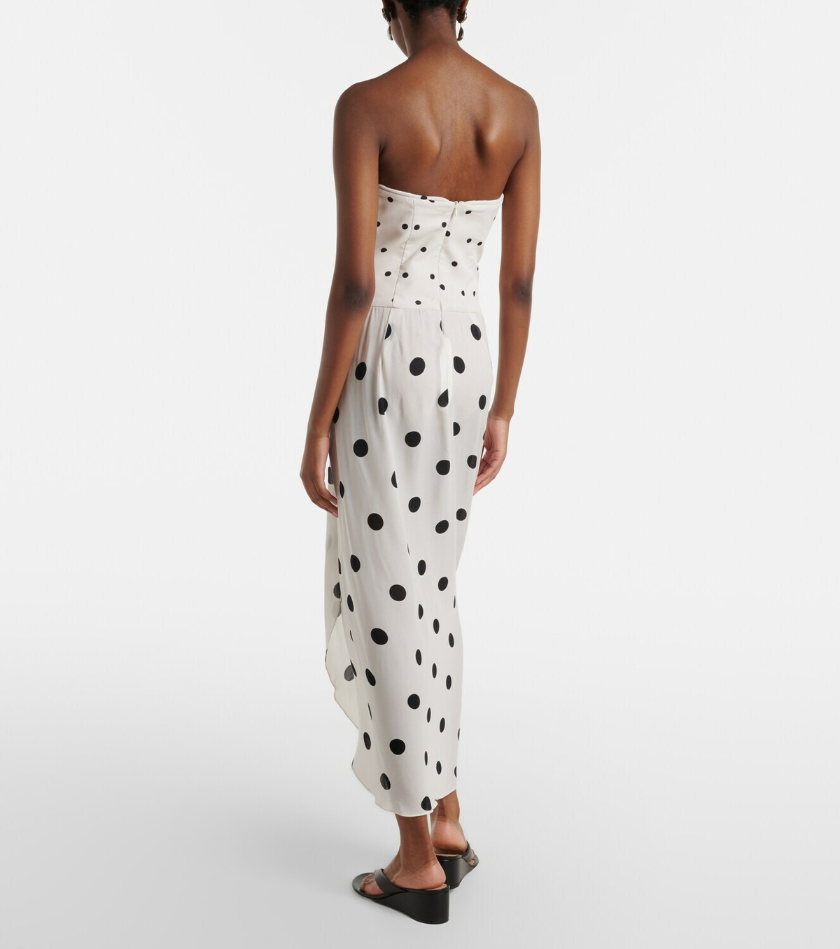 Adriana Degreas Draped polka-dot bustier dress