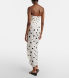 Adriana Degreas Draped polka-dot bustier dress