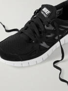 Nike - Free Run 2 Suede- and Rubber-Trimmed Mesh Running Sneakers - Black