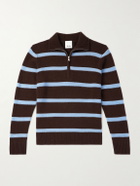 Allude - Troyer Striped Wool and Cashmere-Blend Half-Zip Sweater - Brown