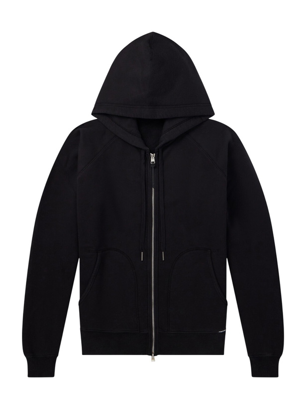 Photo: TOM FORD - Slim-Fit Cotton-Jersey Zip-Up Hoodie - Black