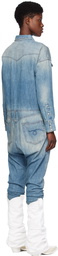 R13 Blue Cowboy Drop Denim Jumpsuit