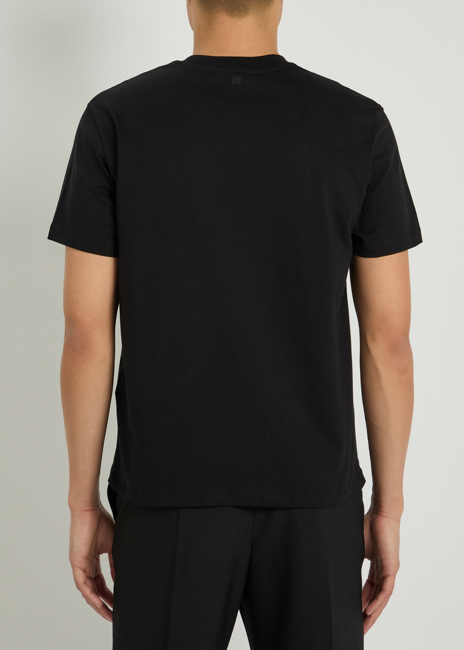 Ami Paris Logo-embroidered Cotton T-shirt Black