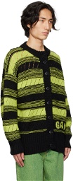 GANNI Black & Green Striped Cardigan