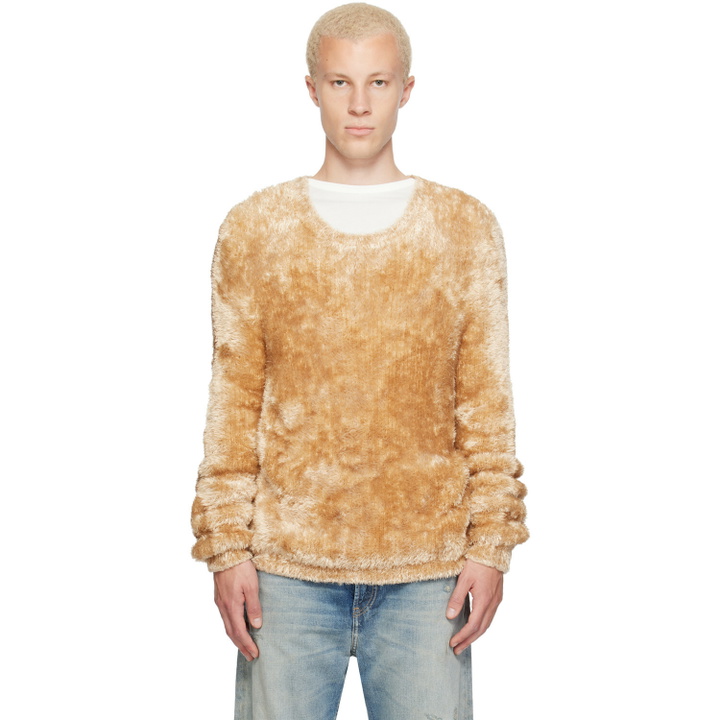 Photo: Marine Serre Beige Wild Fluffy Knit Crewneck Sweater