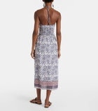 Velvet Floral ruched cotton midi dress