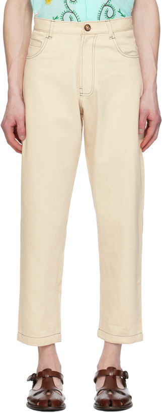 Photo: HARAGO Off-White Double Stitch Trousers