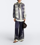 Alémais Banderra printed silk satin wide-leg pants