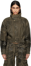 VAQUERA Khaki Painted Workwear Bomber Jacket