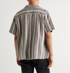 Stüssy - Camp-Collar Striped Waffle-Knit Cotton Shirt - Gray