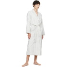 Tekla White & Blue Terry Classic Bathrobe