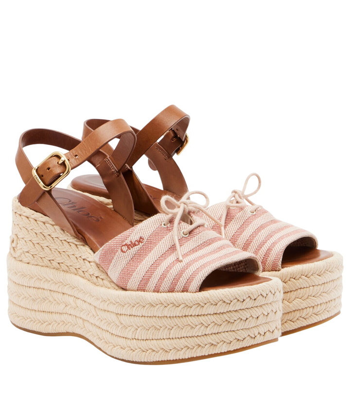 Photo: Chloé Striped canvas espadrille wedge sandals