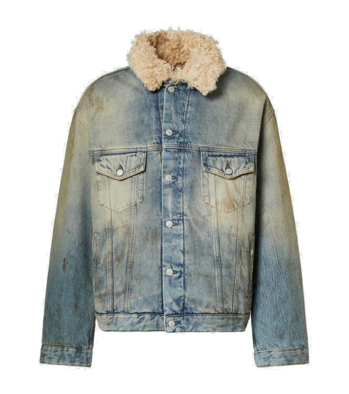 Photo: Acne Studios Faux fur-trimmed denim jacket