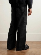 Sacai - Wide-Leg Belted Cotton-Moleskin Trousers - Black