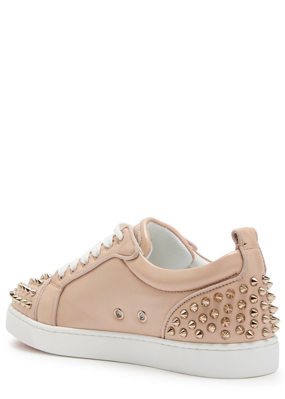 Christian Louboutin Louise Junior Spikes Pearlescent Leather Sneakers Rose