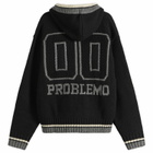 No Problemo NYP Varsity Zip Through Knit in Black