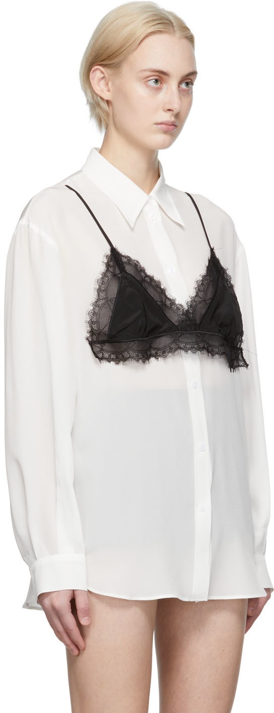 Pushbutton White & Black Lace Bralette Shirt Pushbutton