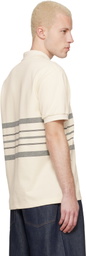 Lacoste Off-White 'French Made' Classic Fit Striped Polo