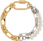 IN GOLD WE TRUST PARIS Gold & Silver Pearl Figaro Bracelet