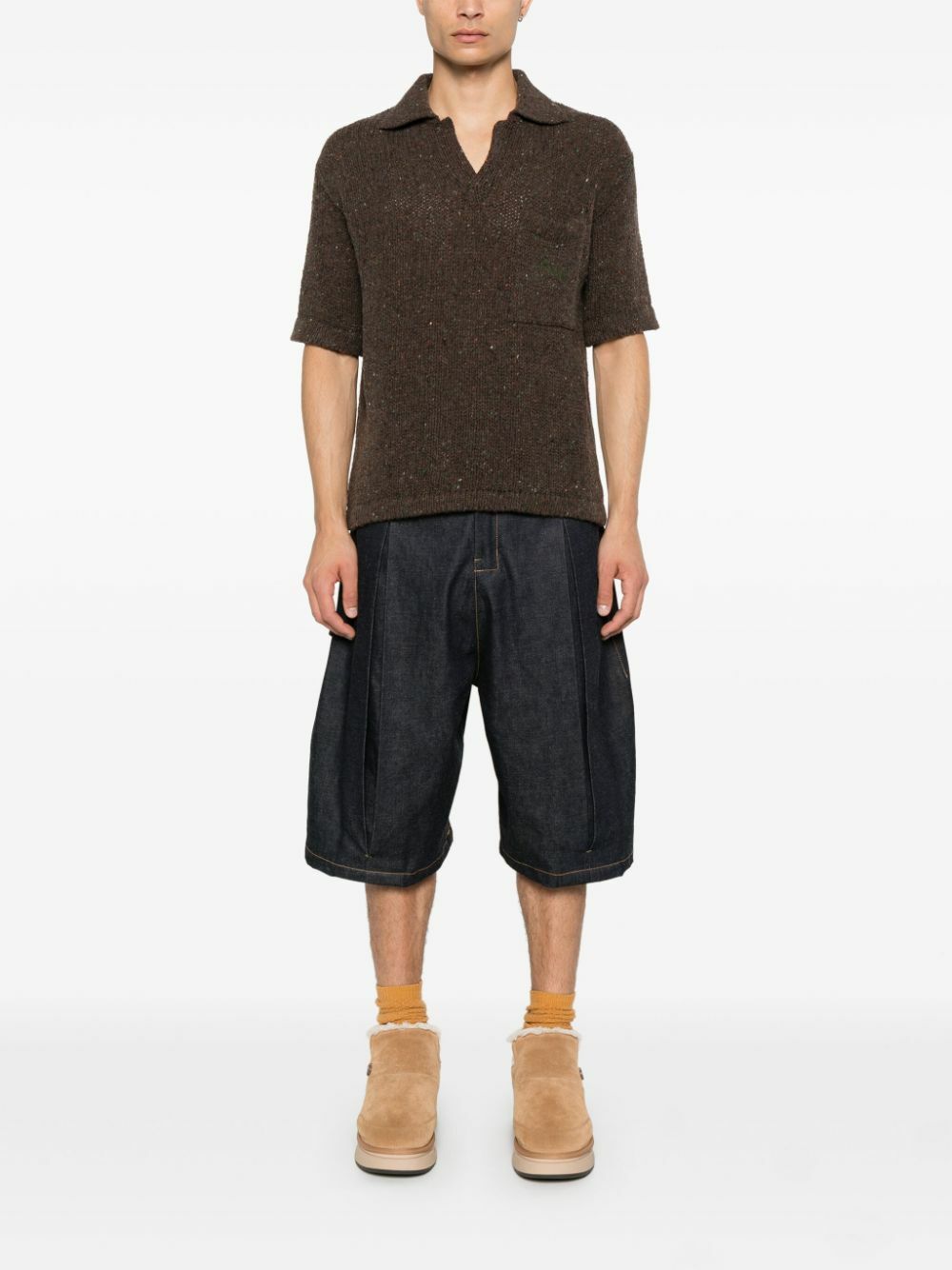 ERL Brown Pointelle-Knit Top