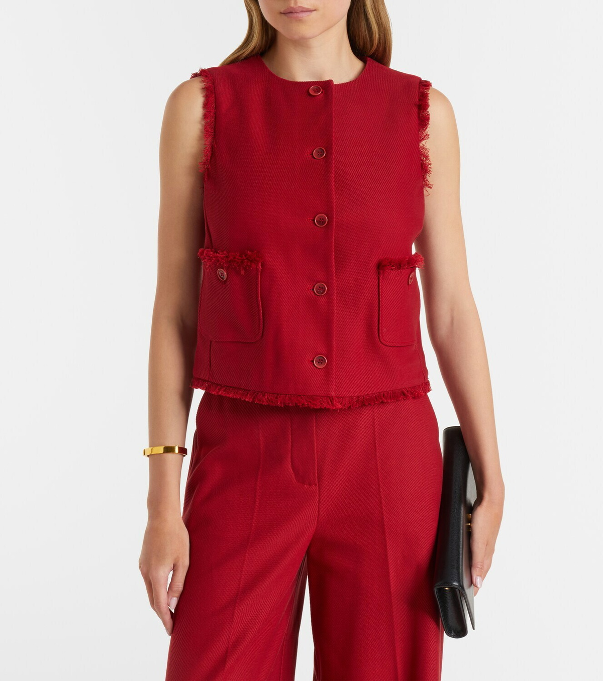 Max Mara Sumero fringed cotton gabardine vest
