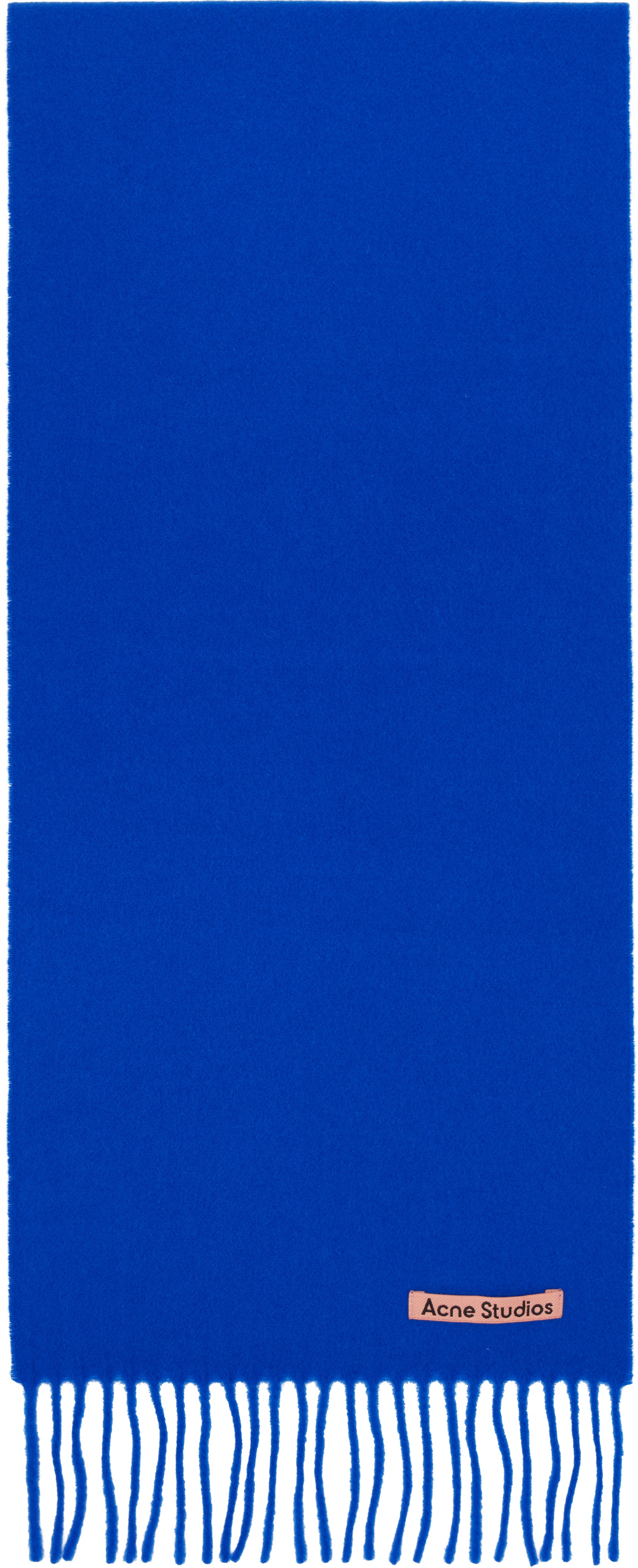 Acne Studios Blue Skinny Fringe Wool Scarf