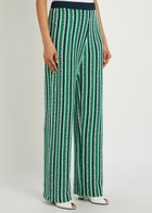 Simkhai Brenner Striped Straight-leg Knit Trousers Green