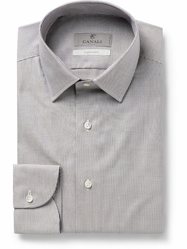 Photo: Canali - Impeccable Slim-Fit Puppytooth Cotton Shirt - Green