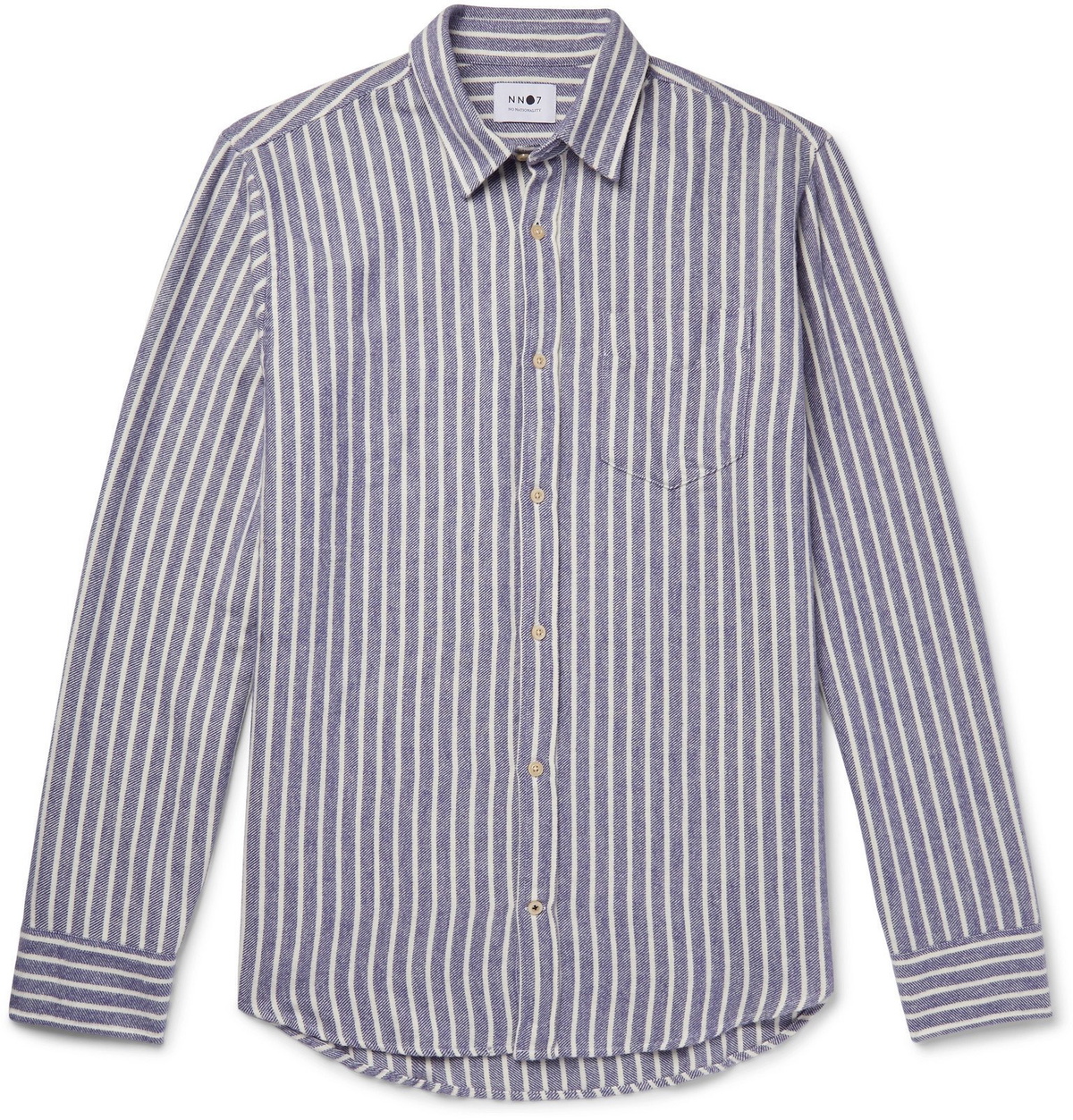 NN07 - Striped Cotton-Flannel Shirt - Blue NN07