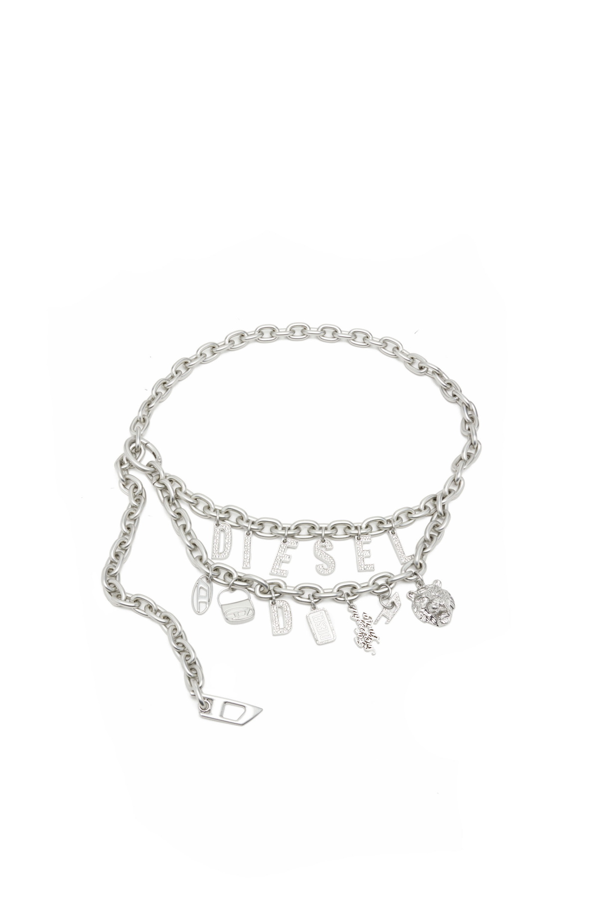 Diesel Multi-charm chain belt - Belts - Unisex - Silver Diesel